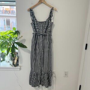 J. Crew Black & White Gingham Print Midi Dress Size 4